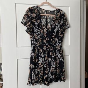 Black, Floral Romper